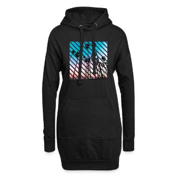 Kalifornische Sonnenuntergangspalmen - Hoodie-Kleid - Schwarz - Vorne