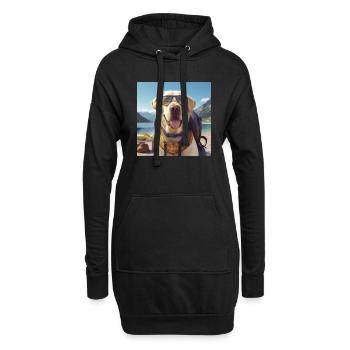 Labrador with sunglasses and backpack on vacation - Hoodie Dress - black - Front
