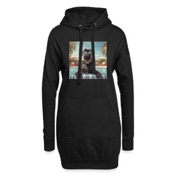 Riesenschnauzer mit Sonnenbrille im Urlaub - Hoodie-Kleid - Schwarz - Vorne