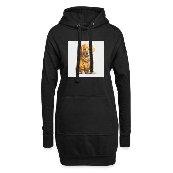 Golden Retriever im Hoodie. - Hoodie-Kleid - Schwarz - Vorne