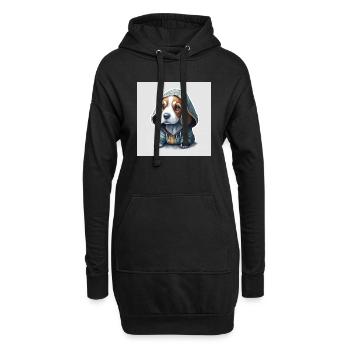 Beagle im Hoodie - Hoodie-Kleid - Schwarz - Vorne
