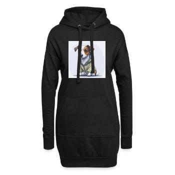 Jack Russel Terrier im Hoodie. - Hoodie-Kleid - Schwarz - Vorne