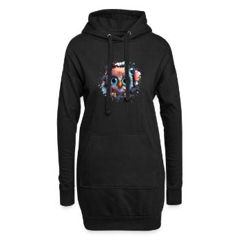 Niedliche Wachsame Eule | Nachtschwärmer Eule - Hoodie-Kleid - Schwarz - Vorne