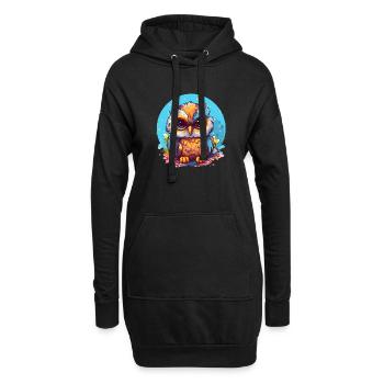 Niedliche Wachsame Eule | Nachtschwärmer Eule - Hoodie-Kleid - Schwarz - Vorne