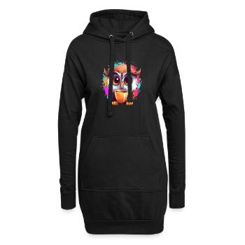 Niedliche Wachsame Eule | Nachtschwärmer Eule - Hoodie-Kleid - Schwarz - Vorne
