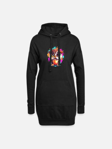 Niedliche Wachsame Eule | Nachtschwärmer Eule - Hoodie-Kleid - Schwarz