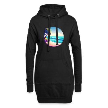 Sommerurlaub Strand Palmen Insel Sonne Palme - Hoodie-Kleid - Schwarz - Vorne