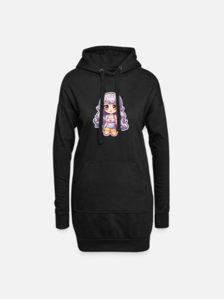 Douce fille manga - Sweat-shirt à capuche long Femme - noir