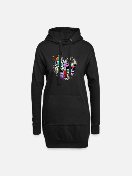 Graffiti-Stil Splash Hip-Hop-Farben Malerfarbe - Hoodie-Kleid - Schwarz