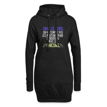 Dans le nord,on ne compte pas les moutons - Sweat-shirt à capuche long Femme - noir - Devant