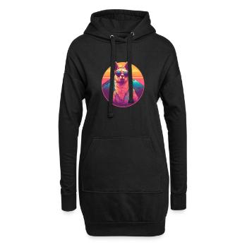 Alpaga avec lunettes de soleil - Alpacatude Tea - Sweat-shirt à capuche long Femme - noir - Devant