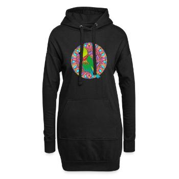 beau perroquet lumineux | - Sweat-shirt à capuche long Femme - noir - Devant