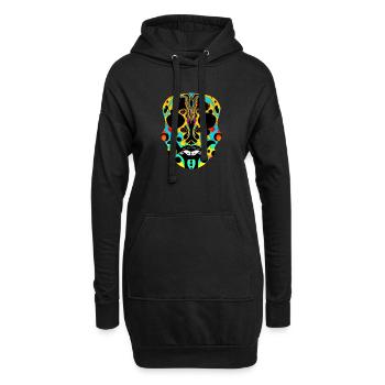 masque tribal | - Sweat-shirt à capuche long Femme - noir - Devant