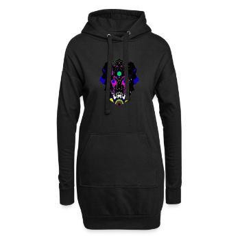 masque tribal | - Sweat-shirt à capuche long Femme - noir - Devant