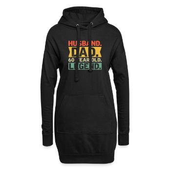 Husband. Dad. 60 Year Old. Legend. - Hoodie-Kleid - Schwarz - Vorne