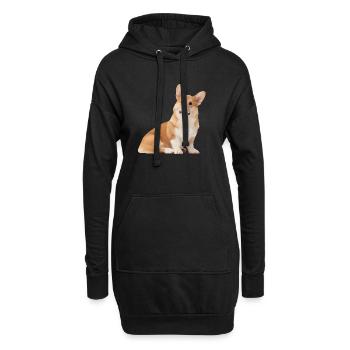 Chien Corgi mignon - Sweat-shirt à capuche long Femme - noir - Devant