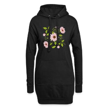Fleur - Sweat-shirt à capuche long Femme - noir - Devant