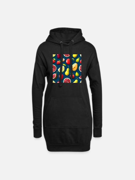 Frucht-Medley-Genuss-Muster - Hoodie-Kleid - Schwarz