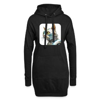 Retro Cyborg Robot Space Cat XVIII - Hoodie Dress - black - Front