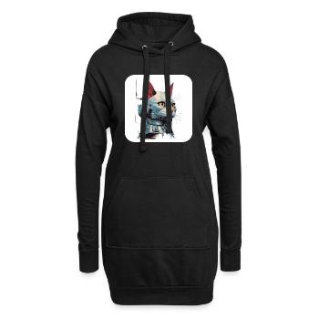 Retro Cyborg Robot Space Cat VI - Hoodie Dress - black - Front