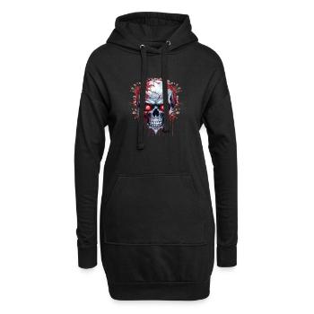 Dämonischer Totenkopf mit roten Augen - Hoodie-Kleid - Schwarz - Vorne