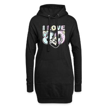 80s retro vintage funny 70s nostalgia music love - Hoodie Dress - black - Front