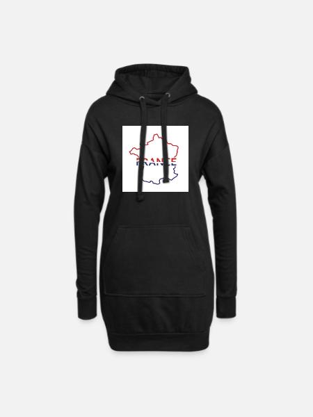 Karte von Frankreich - Hoodie-Kleid - Schwarz