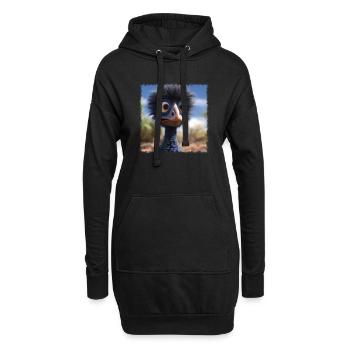 fou émeu - Sweat-shirt à capuche long Femme - noir - Devant