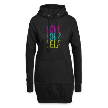 Love Your Self - Hoodie-Kleid - Schwarz - Vorne
