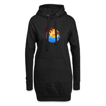 Flacher Sonnenuntergangshintergrund mit Palmen - Hoodie-Kleid - Schwarz - Vorne