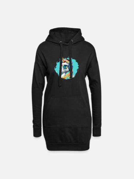 Happy Unicorn - Hoodie-Kleid - Schwarz