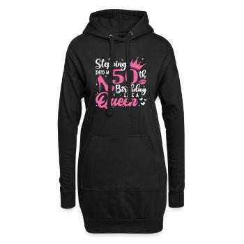 Stepping Into My 50th Birthday Like A Queen - Hoodie-Kleid - Schwarz - Vorne