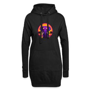 Synthwave Elephant African Sunset - Sweat-shirt à capuche long Femme - noir - Devant