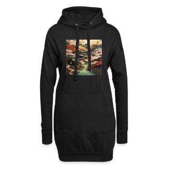 Naturzauber im Vintage-Stil: Japanische Idylle - Hoodie-Kleid - Schwarz - Vorne