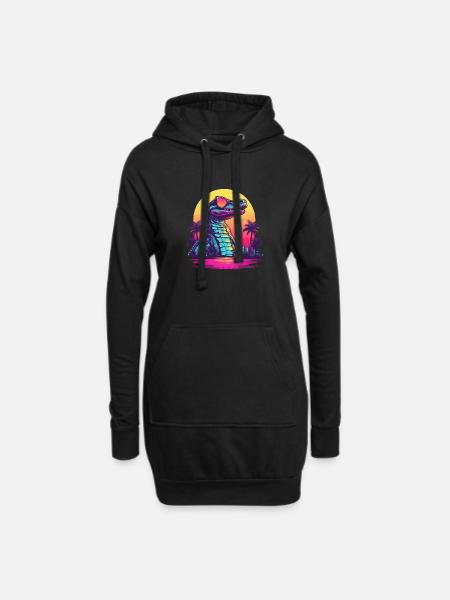 Synthwave crocodile sunset - Hoodie-Kleid - Schwarz