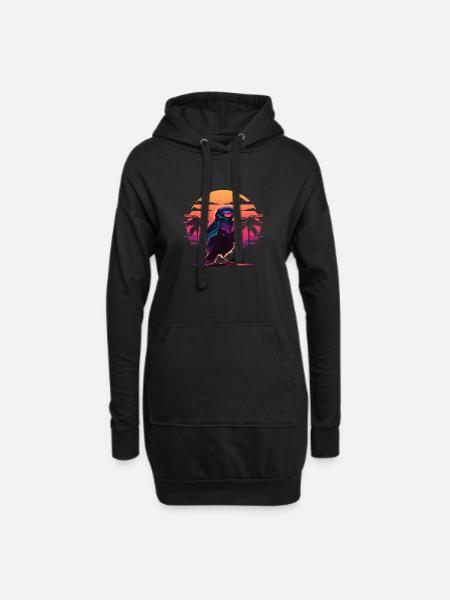 Synthwave bird sunset - Hoodie-Kleid - Schwarz