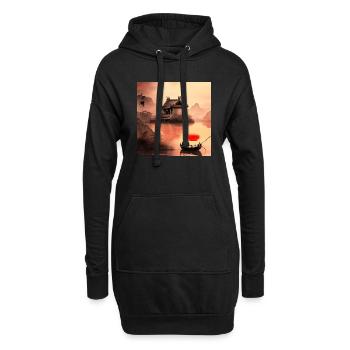 Japon Beautiful Artwork Design - Sweat-shirt à capuche long Femme - noir - Devant