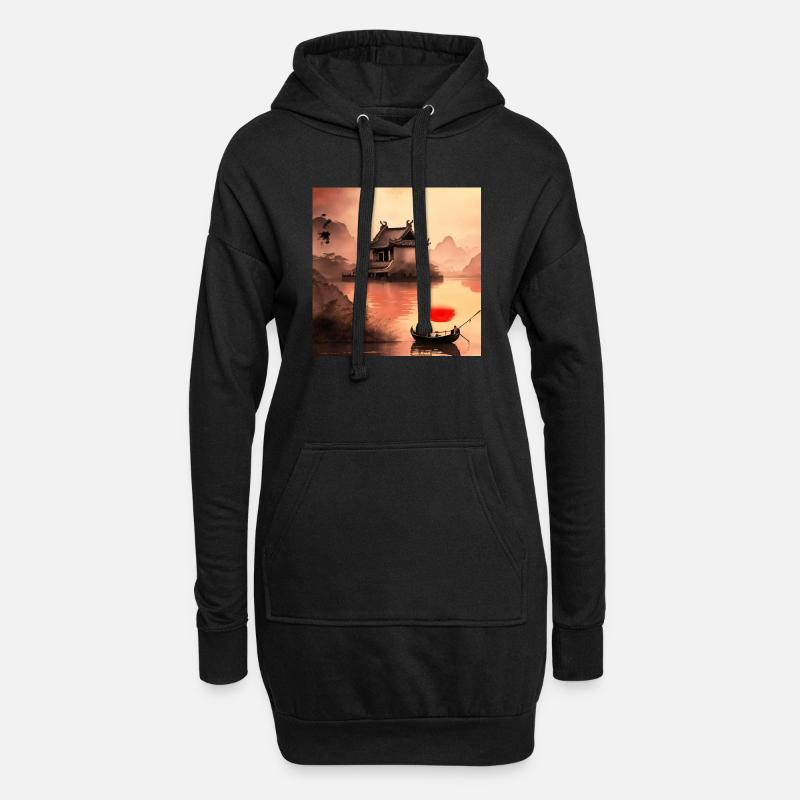 Japan Wunderschönes Kunstwerk-Design - Hoodie-Kleid - Schwarz