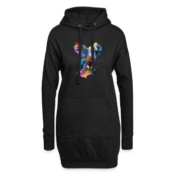 Adler Wasserfarbe - Hoodie-Kleid - Schwarz - Vorne
