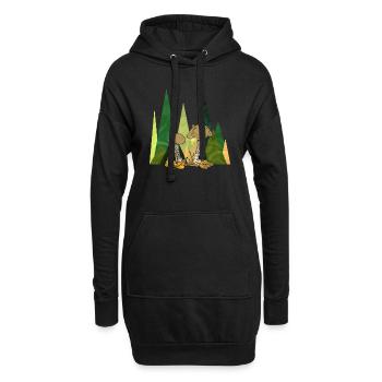 Pilze - Hoodie-Kleid - Schwarz - Vorne