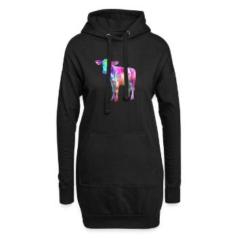 Exa, die bunte Kuh - Hoodie-Kleid - Schwarz - Vorne