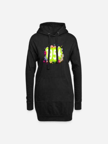 Jahr 1954 Jubiläum Floral Groovy - Hoodie-Kleid - Schwarz