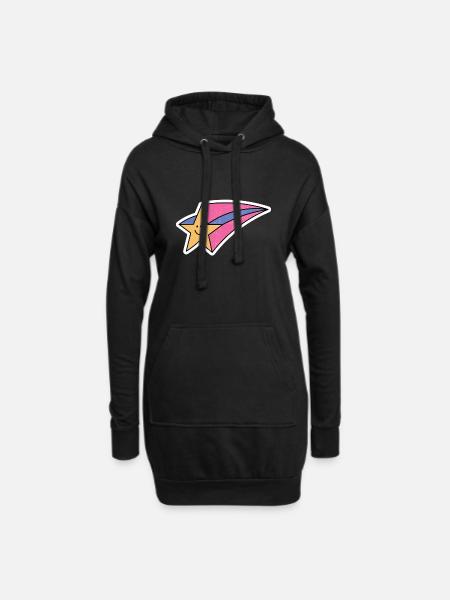 Retro Sternschnuppe - Hoodie-Kleid - Schwarz