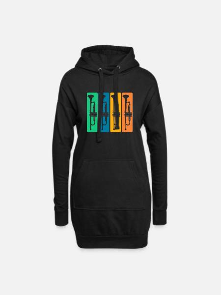 Collection of antique trumpets - Jazz Music - Hoodie Dress - black
