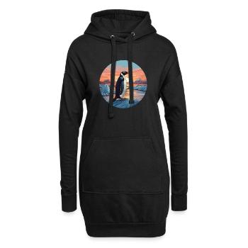 Coucher de soleil pingouin - Sweat-shirt à capuche long Femme - noir - Devant