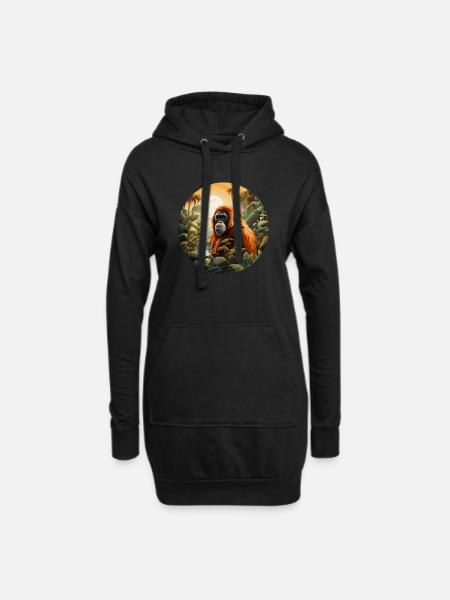 Orang Utan - Hoodie-Kleid - Schwarz