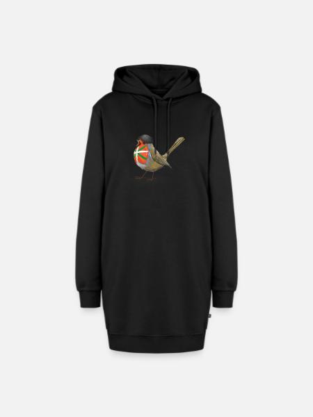Baskisches Rotkehlchen - Hoodie-Kleid - Schwarz