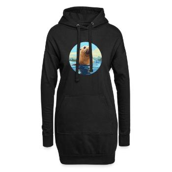 Otarie - Sweat-shirt à capuche long Femme - noir - Devant