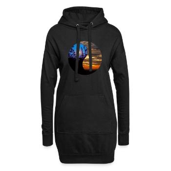 Yin und Yang von Tag und Nacht in der Natur - Hoodie-Kleid - Schwarz - Vorne