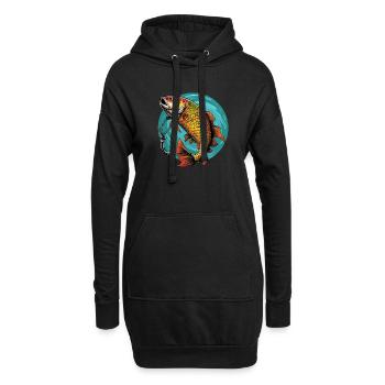 Karpfenangeln Shirt - Hoodie-Kleid - Schwarz - Vorne